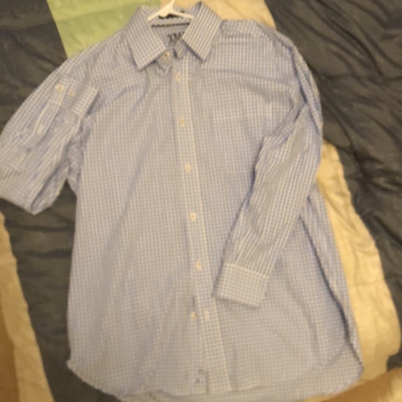 Men’s blue gingham XMI 16 1/2 31-32 shirt - Picture 2 of 6